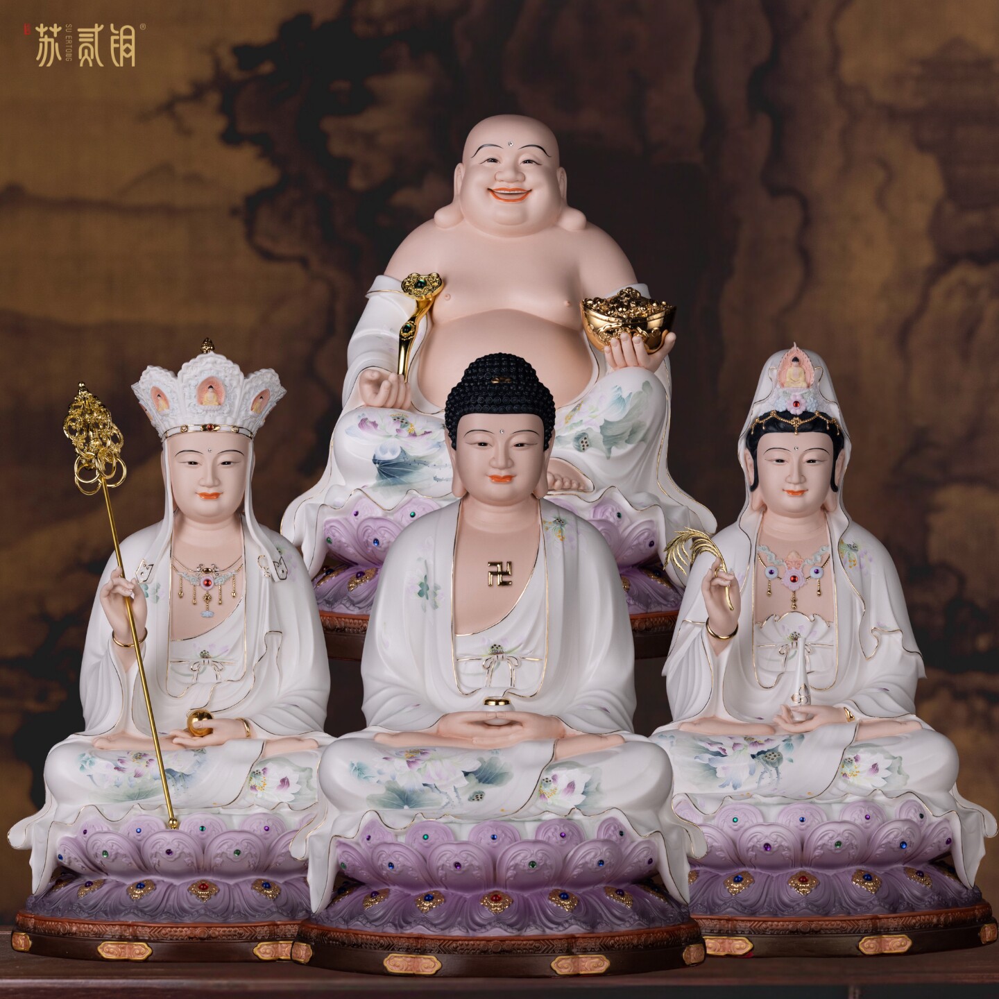 德化陶瓷全堂佛家居寺庙供奉摆件