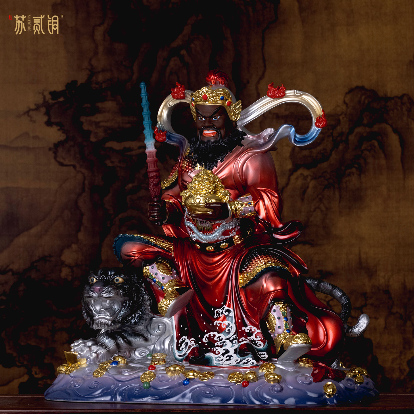 武财神赵公明神像玄坛元帅骑虎武财神赵元帅佛堂家用客厅店铺摆件,家居饰品,装饰摆件,淘宝优惠券,粉丝福利购,淘宝优惠卷