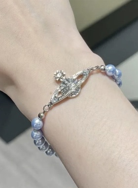 日单蕾系量产型土星手链珍珠双层玛瑙别针手链钻搪瓷爱心orb星球