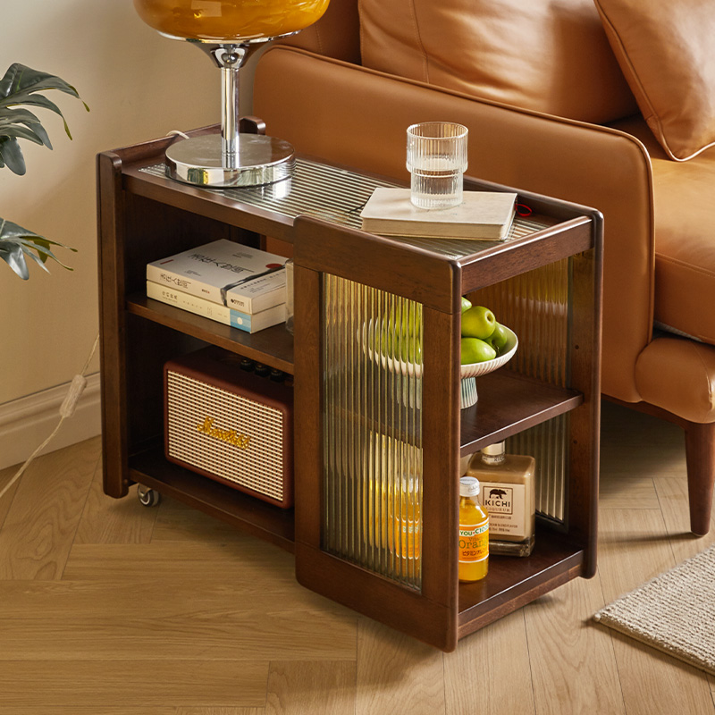 实木沙发边几可移动角几小茶几客厅侧边柜靠墙R角柜置物柜小推车