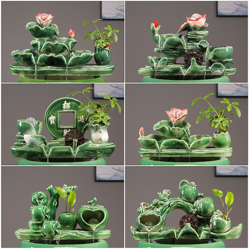 自动流水鱼缸摆件假山喷泉瀑布室内家用招财陶瓷循环水过滤流水器