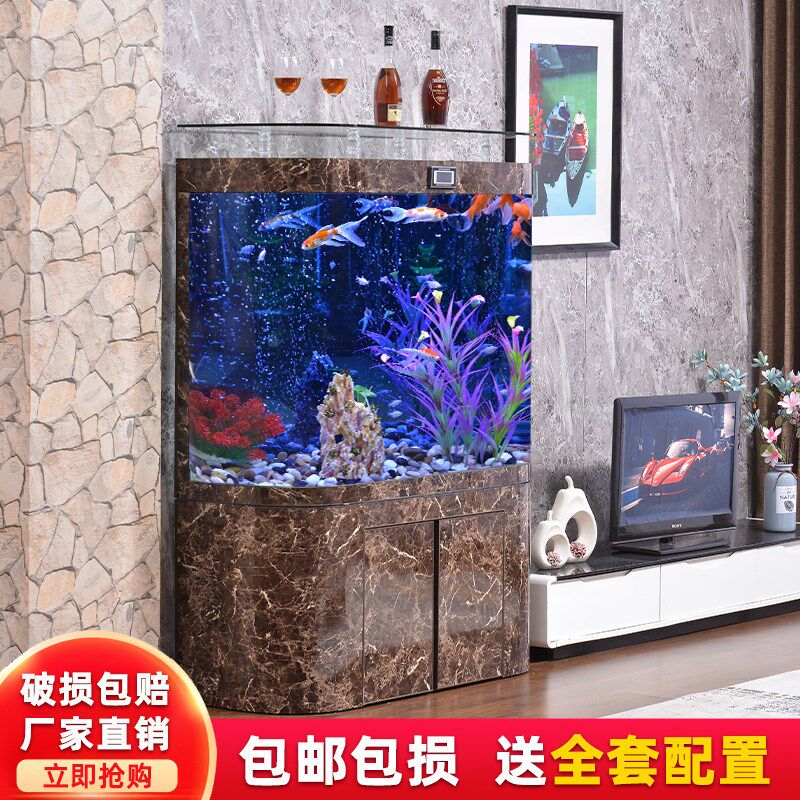 高端家用大型热弯弧形圆柱圆形底过滤懒人生态金龙鱼缸玻璃水族箱