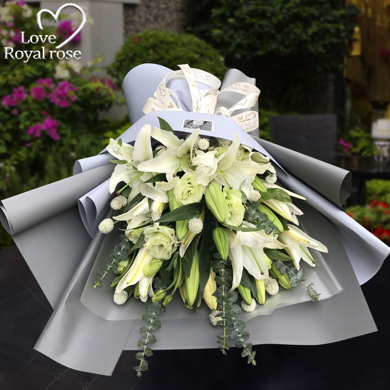 杭州鲜花速递同城香水百合花桔梗花混搭花束生日花店订花送花爱人
