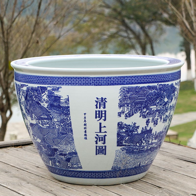 睡莲花盆陶瓷青花瓷碗莲荷花家用大号清仓铁树盆庭院特大水缸养鱼