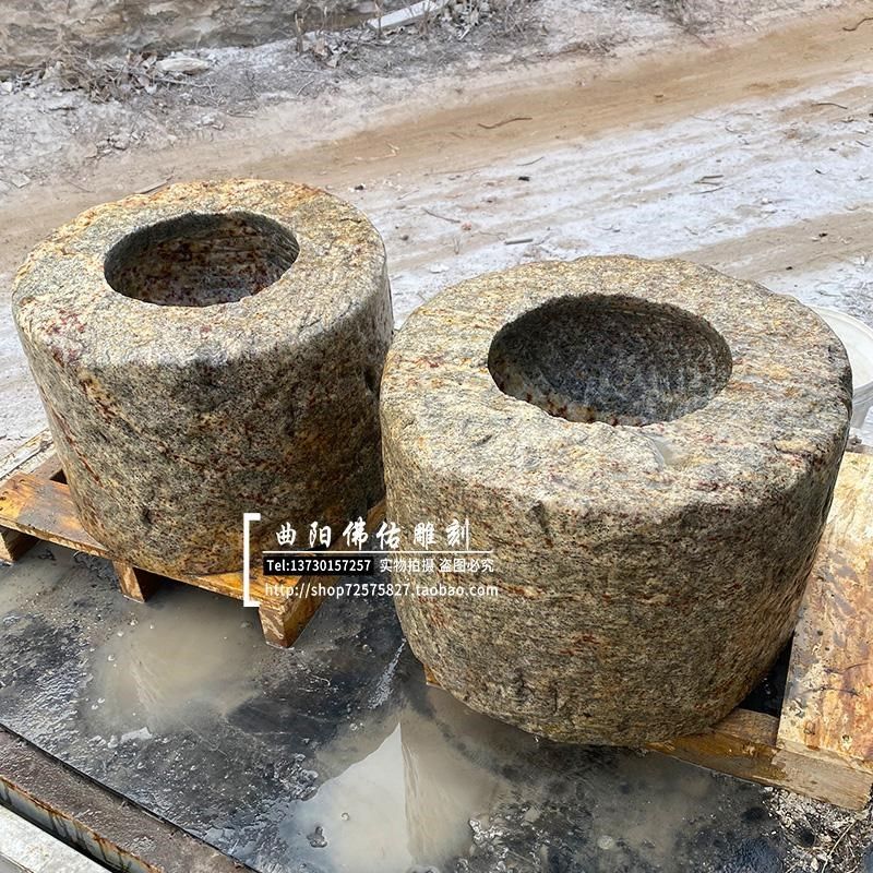 户外石窝庭院雨链接水石槽石缸石盆组合花岗岩储水槽石钵装饰定制