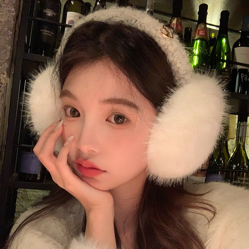 【我的头不圆】原创款可折叠保暖耳罩冬女韩纯色毛绒耳套耳暖可捂