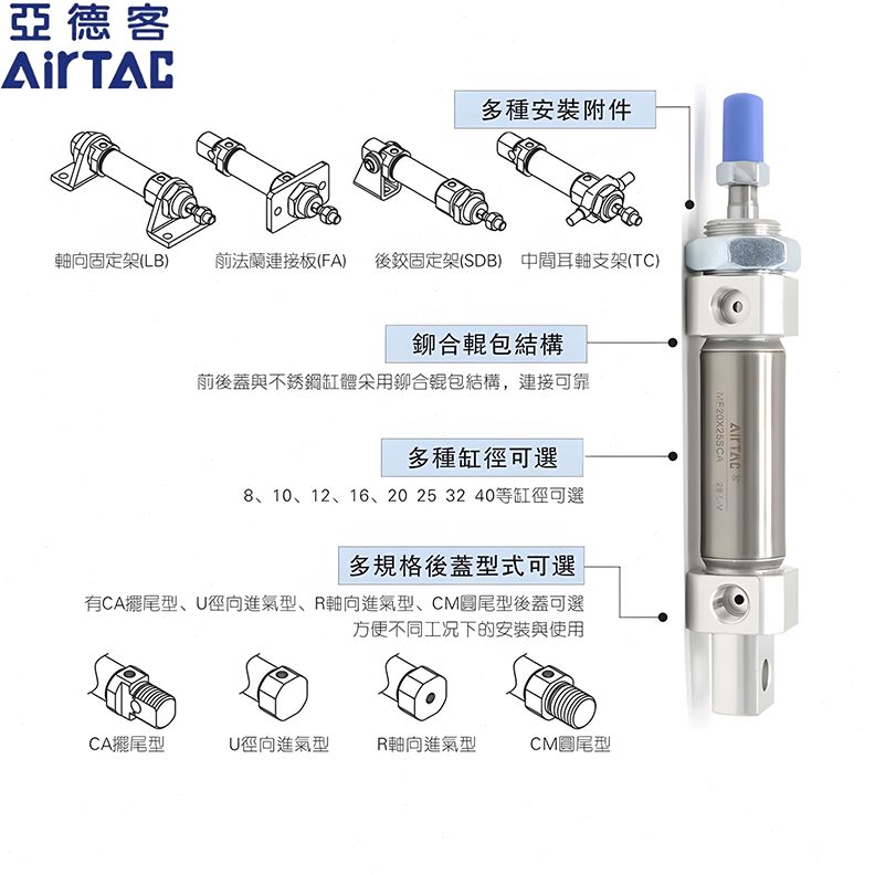 XXA30X1SC0M05AirF420X00不锈钢迷你气缸亚德客TAC5002550X7X1X