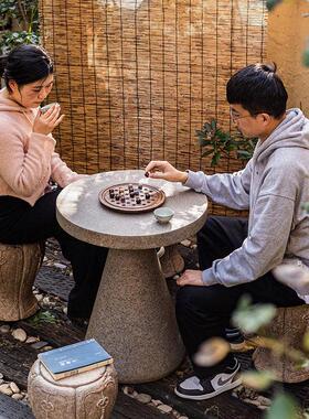 户外庭院彷石桌石凳一套家用花园桌椅下棋桌民宿院子别墅装饰造景