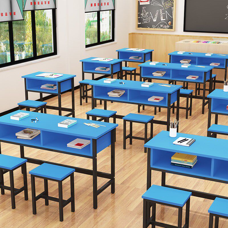 学校课桌椅中小学生双层课桌辅导班培训桌补习班带抽屉课桌椅直销