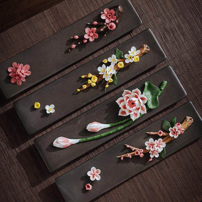 创意陶瓷莲花线香香插檀香炉沉香炉香座禅意香薰室内手工艺术香托,家居饰品,香托/香盘/香座/香插,淘宝优惠券,粉丝福利购,淘宝优惠卷