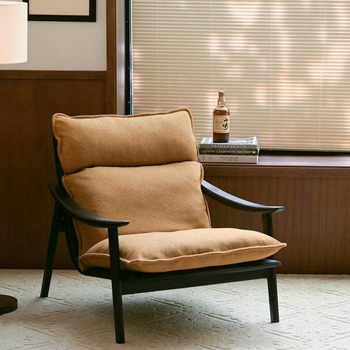 UCK又壳 | 中古风单人沙发椅覆古羊羔绒可拆洗客厅阳台实木休闲椅