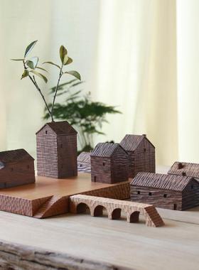 雨木｜小木屋摆件纯手工雕刻 创意礼品微景观小房子装饰家居摆饰
