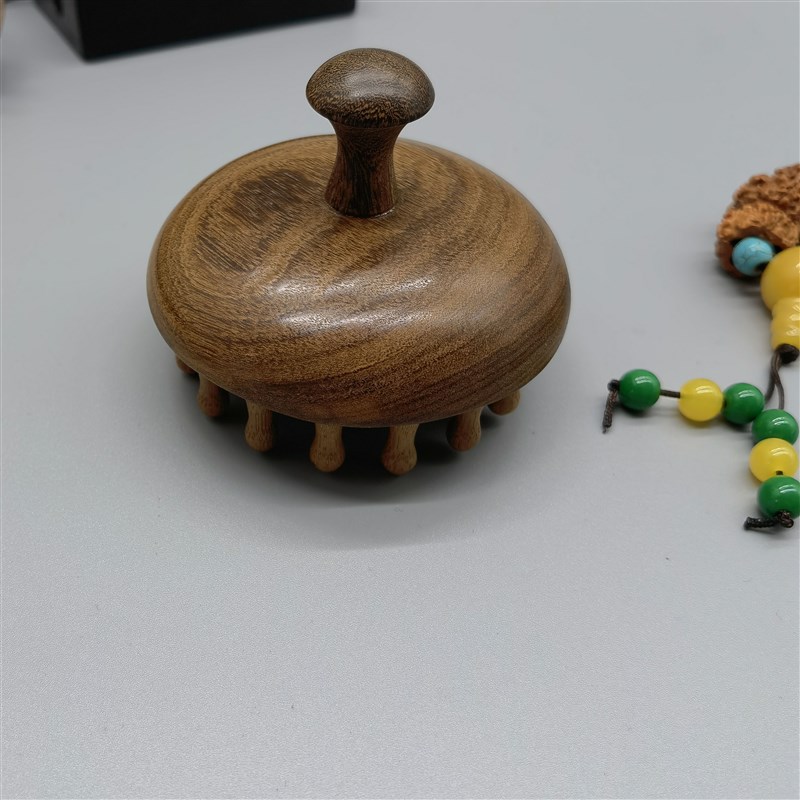 金丝檀木梳子圆盘梳头皮按摩梳头部经络梳疏通头疗神器全身通用