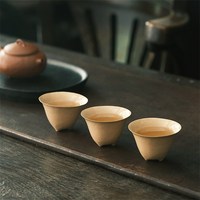 不亦室 陶作者一齋手作純手工印坯三足乳丁杯 品茗杯單杯套杯