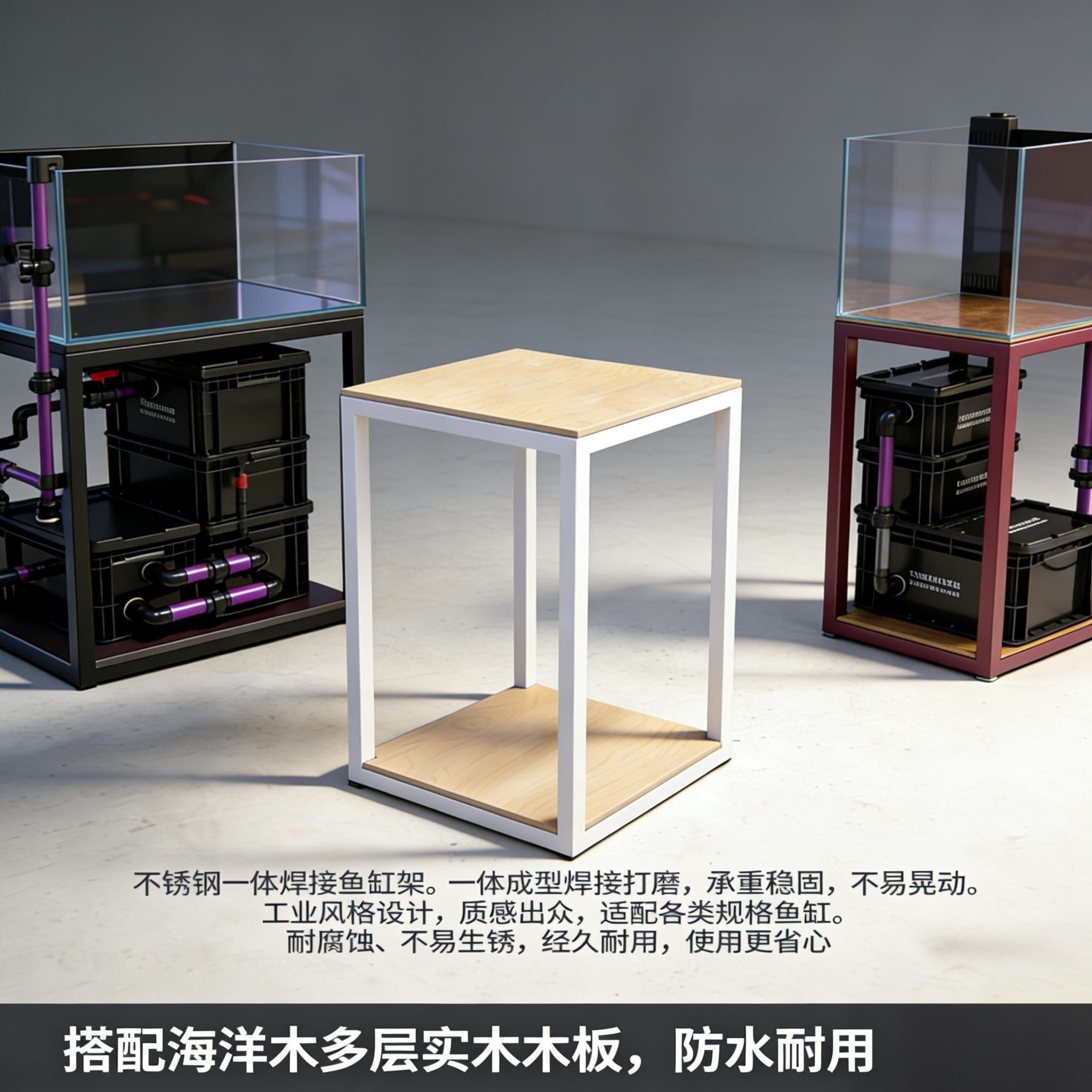 工业风不锈钢鱼缸架超强承重实木多层鱼缸架龟缸架置物架鱼缸架子