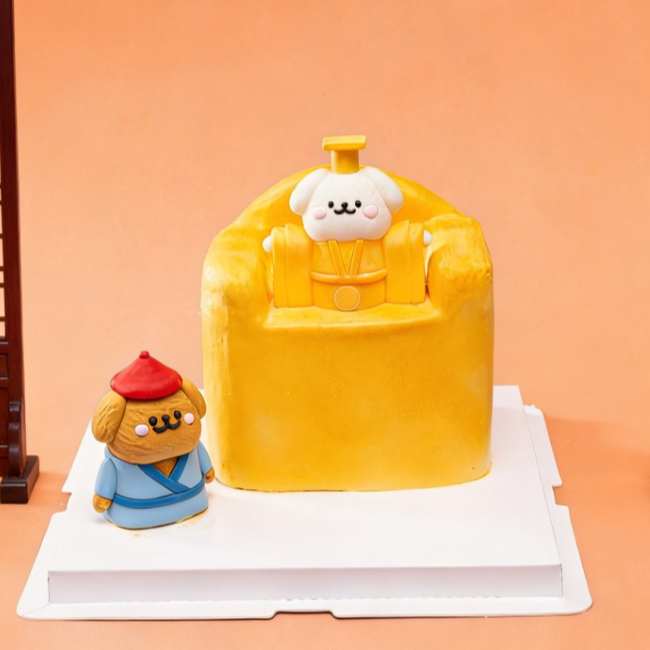 情人节沙发线条小狗主仆套装蛋糕装饰插件生日蛋糕