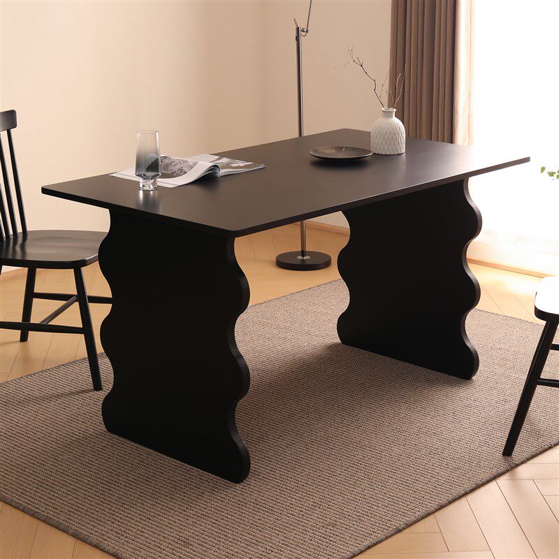 【双11/狂欢购】全实木餐桌家用简约现代小户型复古黑色设计师款