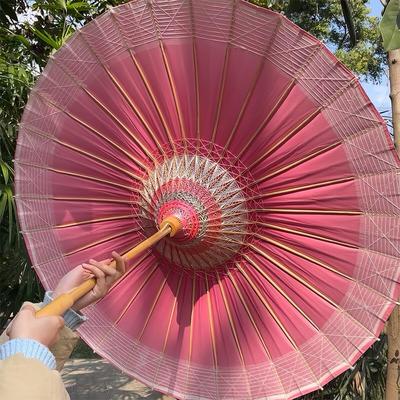 物新集 水蜜桃粉渐变双面油纸伞 手工古风晴雨两用非遗防雨实用伞
