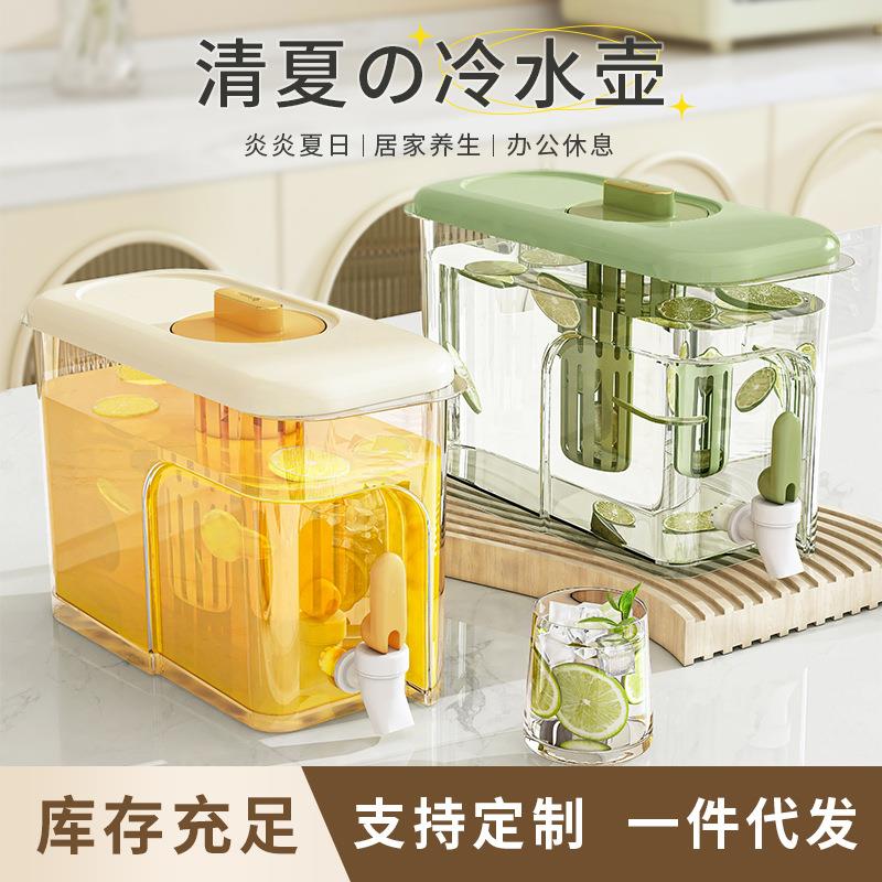 松太家用大容量冷水壶带龙头带盖耐高温凉水壶水果茶饮料桶塑料壶