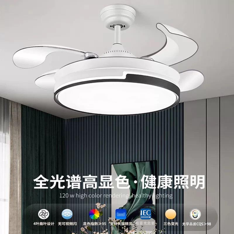 全铜电机隐形静音风扇灯吊扇灯新款蓝牙客厅卧室餐厅风扇吊灯