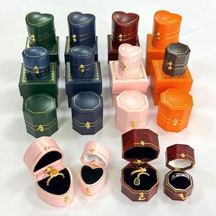 现货复古加大款戒指盒高档珠宝拍摄道具轻奢首饰盒心形求婚钻戒盒