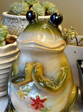 创意动物青蛙摆件陶瓷花园庭院摆设露台桌面家居客厅装饰工艺品