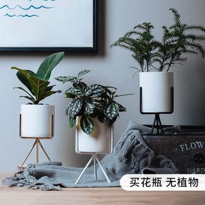 绿萝箩水培容器植物无孔洞花盆养铜钱草多肉创意个性铁艺陶瓷花瓶