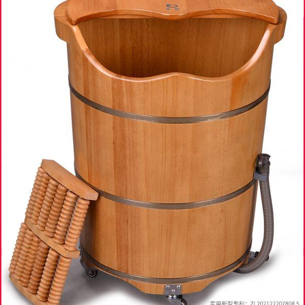 ZQ泡脚桶过小腿木桶带排水洗脚足浴木盆橡木家用盆带轮子深,商业/办公家具,足浴盆,淘宝优惠券,粉丝福利购,淘宝优惠卷