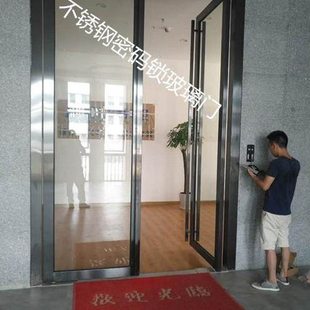 深圳福田玻璃门办公室店铺商场玻璃门玻璃隔墙更换地弹簧密码锁