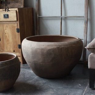 盆睡莲盆缸水盆粗陶缸鱼土盆大盆泥荷花陶盆盆复古缸花盆瓦泥土陶