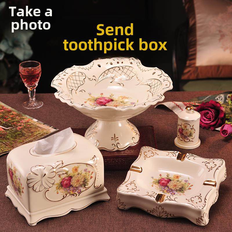 创意现代茶几装饰品欧洲干果盘集客厅陶瓷糖果水果盘家新年