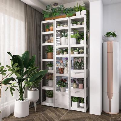 峰阳白色碳钢七层家用阳台置物架落地加高省空间杂物花架置物架t1