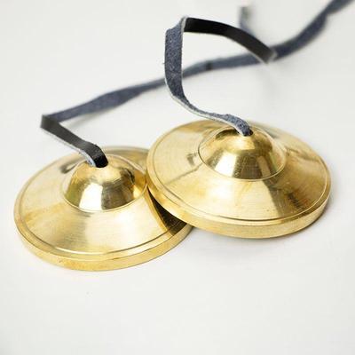 尼泊尔手工响铜碰铃打击乐器撞铃叮夏法器双磬丁夏专业疗愈碰铃