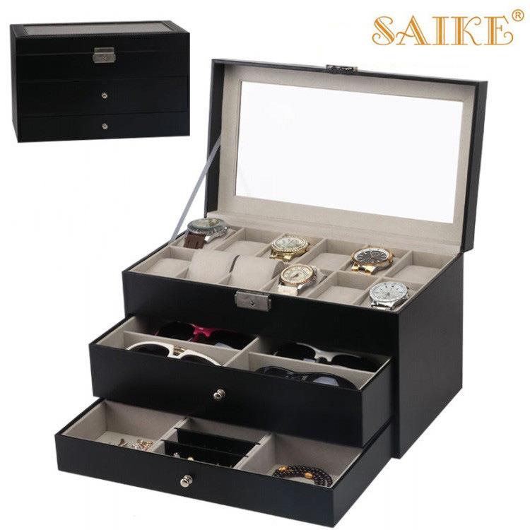 现货3层手表眼镜首饰多功能收纳盒箱子一箱多用饰品