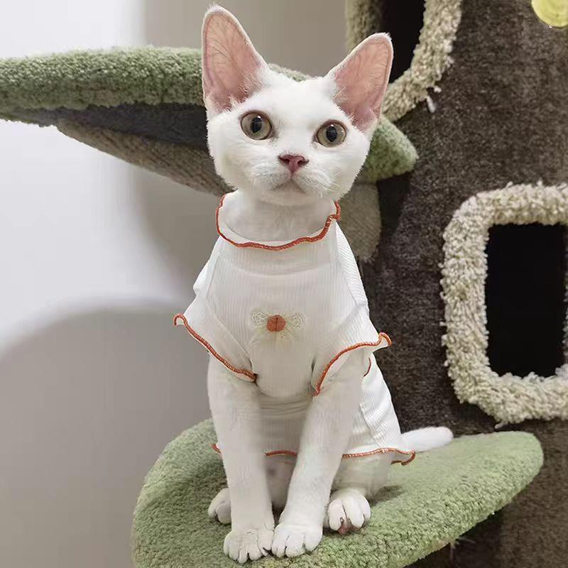 宠物夏季蛋花边薄款泰迪比熊博美约克夏小型犬奶狗狗猫咪幼犬衣服