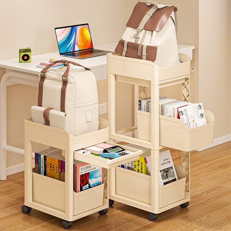 书包置物架可移动小n推车家用书架桌旁边书本收纳架神器窄缝小书