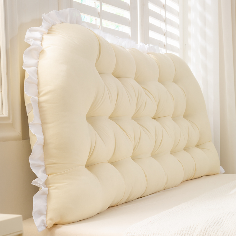 米黄床头靠垫靠枕加高加厚大靠背E卧室免拆洗榻榻米靠背绑带固定