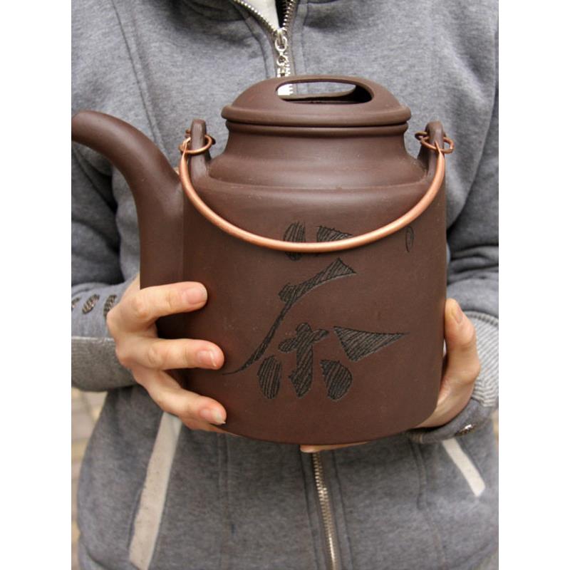 正宗手工矿物紫砂茶壶宜兴紫砂茶壶特大号紫砂茶壶提梁茶壶花草茶
