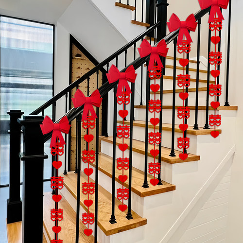 结婚楼梯扶手装饰拉花挂件