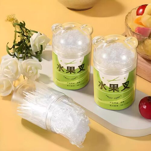 心形一次性水果叉水果签商用塑料叉子独立包装彩色可爱果叉西瓜叉