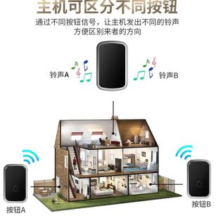超远距离叮咚门铃无线家用智能遥控电子防水门玲穿墙二拖一呼叫铃