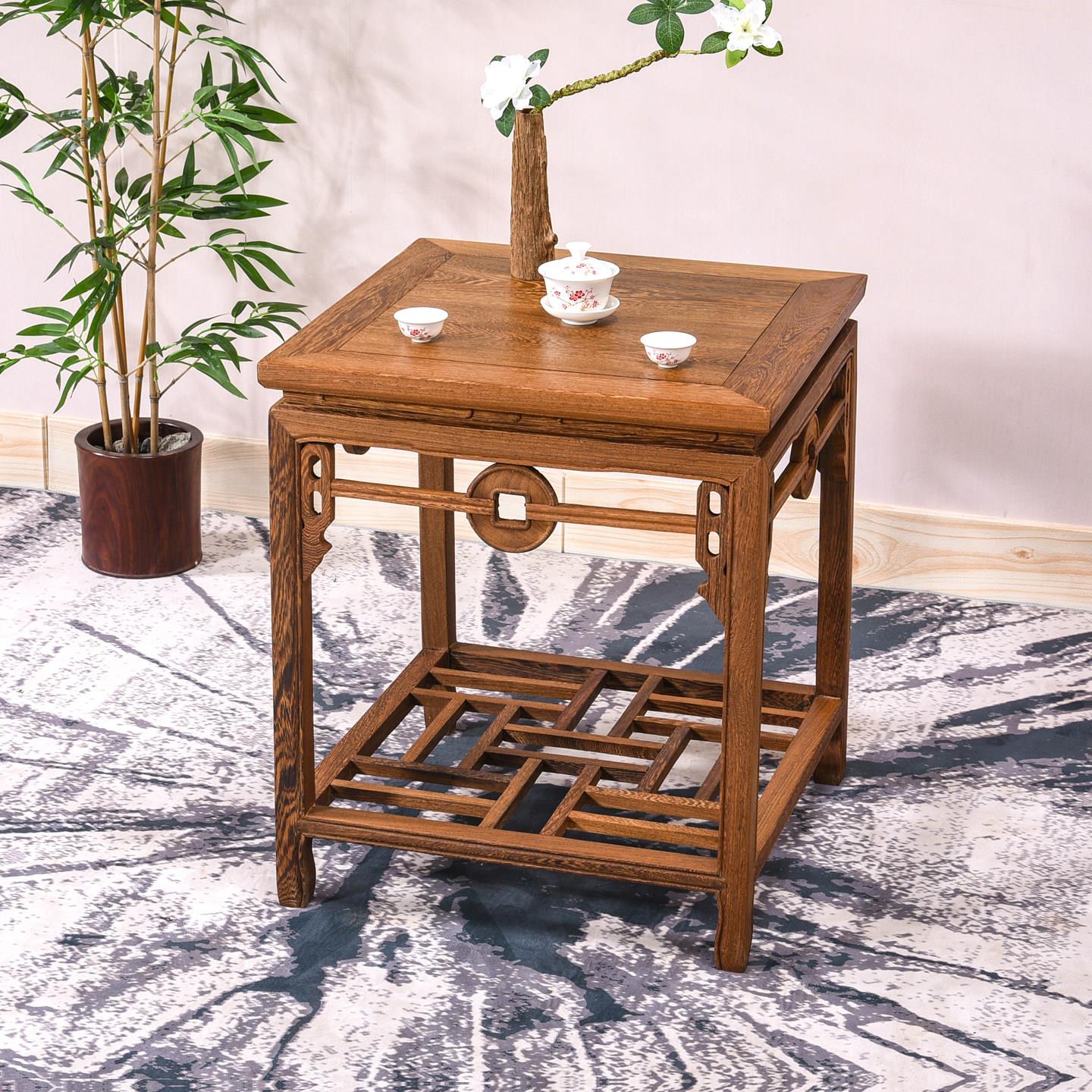 红木家具 鸡翅木小茶几 阳台茶台中式实木小方桌仿古沙发边几角几