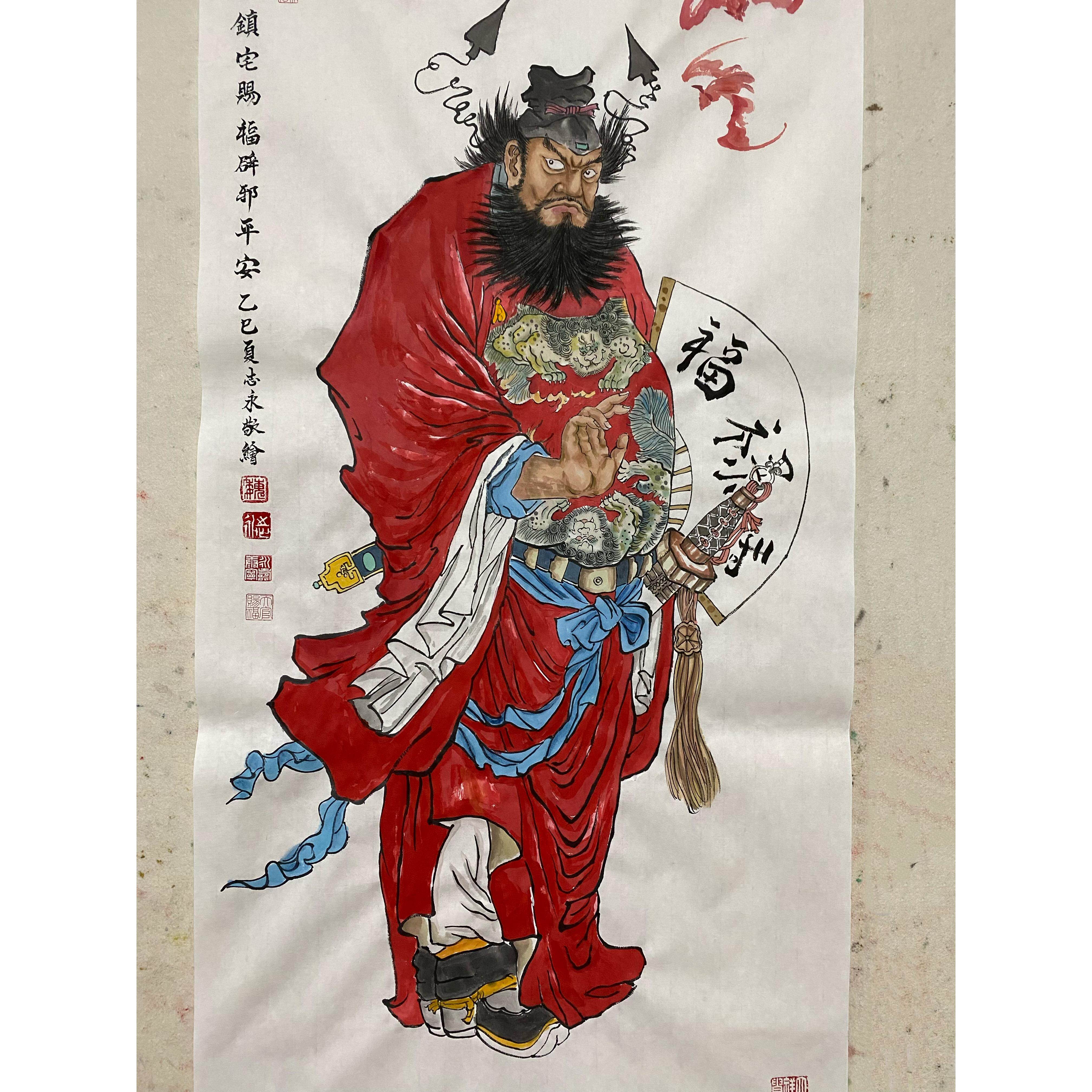 纯手绘钟馗神威纳福纯手绘国画朱砂钟馗书房客厅中堂装饰画