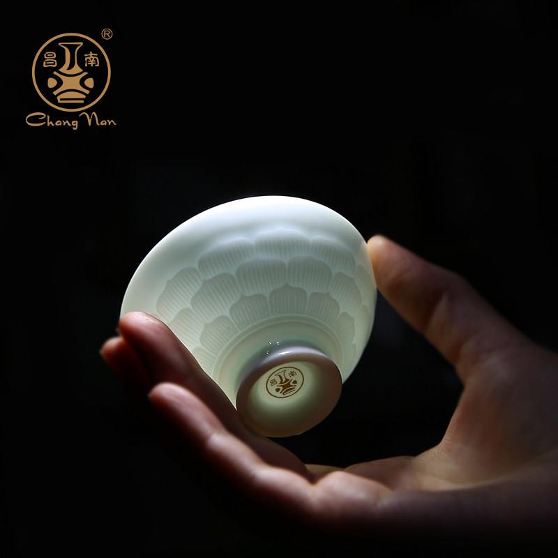 昌南景德镇陶瓷品茗杯小茶杯茶具莲花斗笠杯花瓣主人杯女高端茶杯