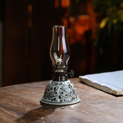 多款复古民窑手绘青花复古酥油灯茶餐厅氛围灯摆件卧室香氛油灯