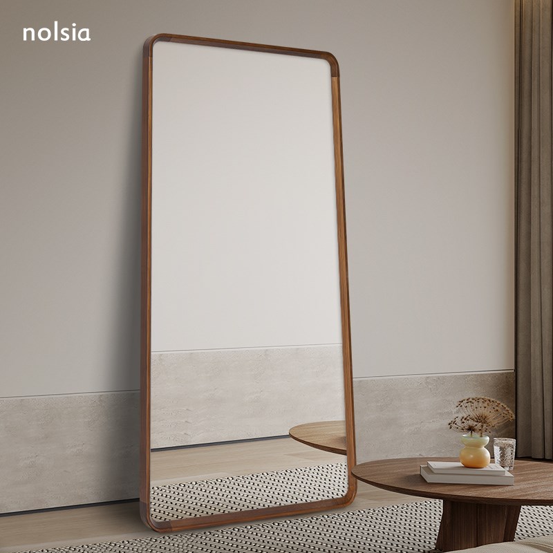 中古风法式全身镜子落地家用实木穿衣镜壁挂卧室衣帽间试衣镜防爆