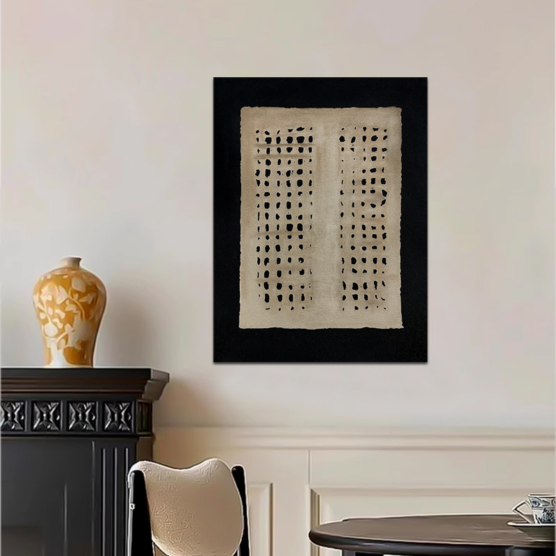 中古风客厅装饰画艺术抽象玄关走廊高级感挂画立体手绘布艺肌理画图片