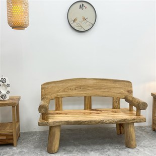 全实木沙发客厅民宿家具原生态田园风双人靠背椅香樟木沙发椅组合