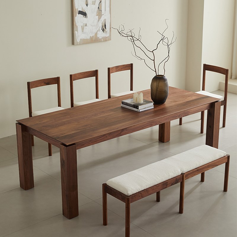 北美黑胡桃木餐桌现代简约长方形桌子全实木大板悬浮工作台茶台桌