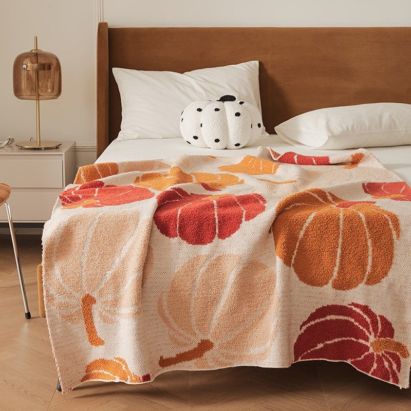 氛围感~秋冬加厚提花毯子半边绒毛毯沙发披肩盖腿空调毯办公室毯